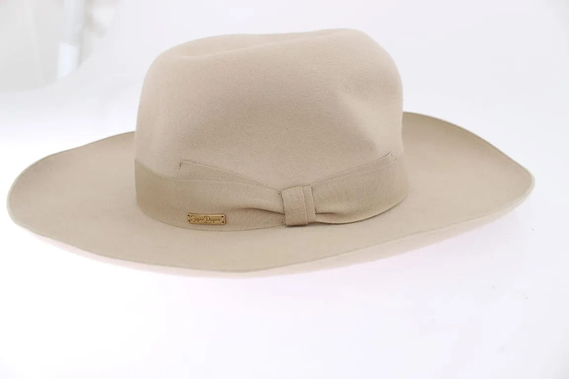 White Rabbit Fur Wide Brim Hat