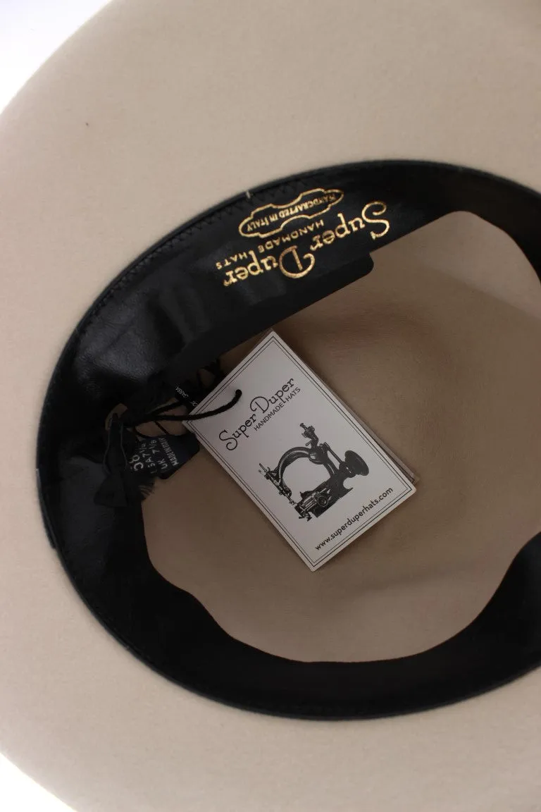White Rabbit Fur Wide Brim Hat