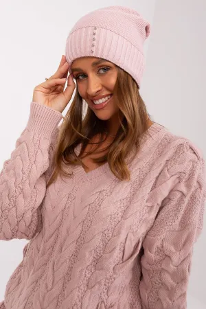 Women's winter hat with a smooth texture