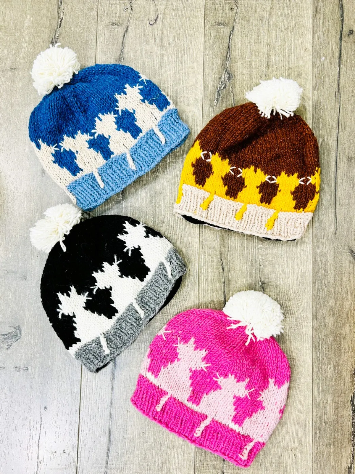 Wool Cat Pattern Bobble Hat