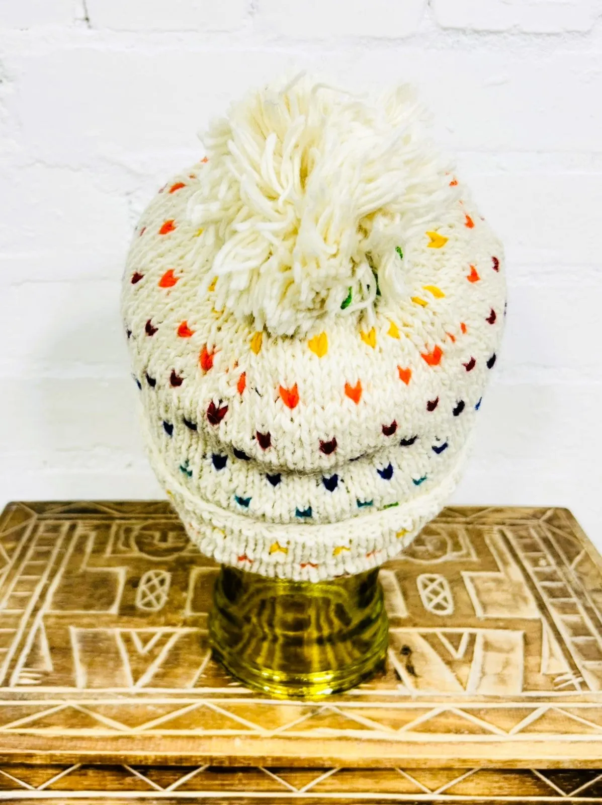 Wool Rainbow Fleck Bobble Hat
