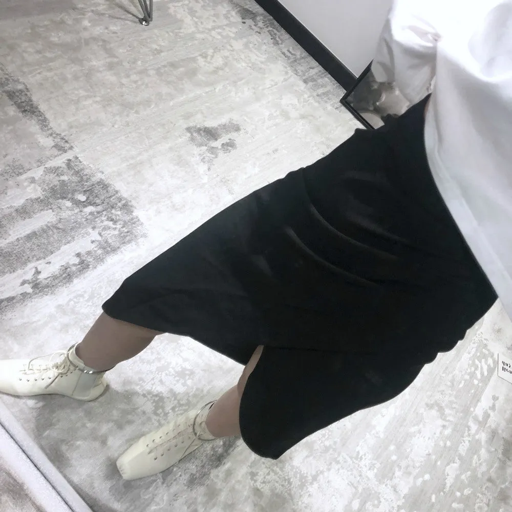 Wrapped Pleated Asymmetrical Split skirt