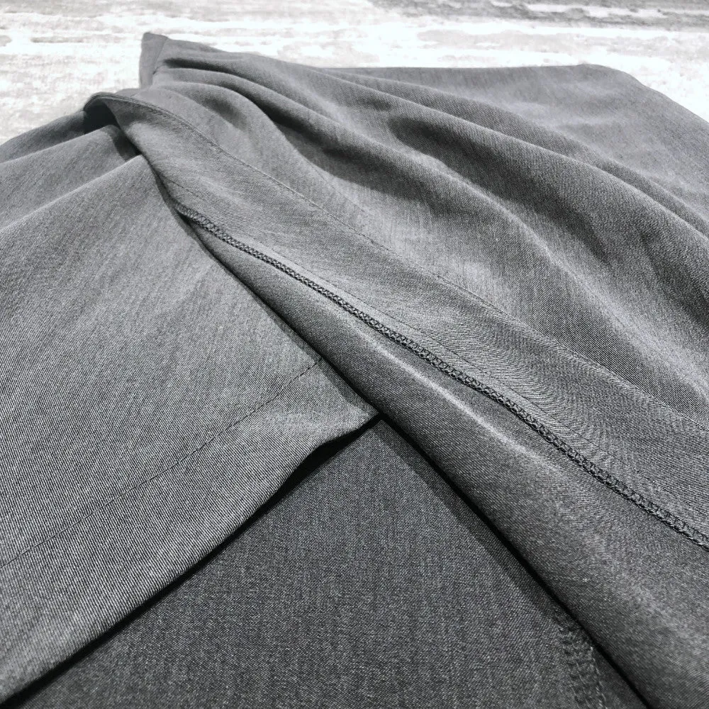 Wrapped Pleated Asymmetrical Split skirt