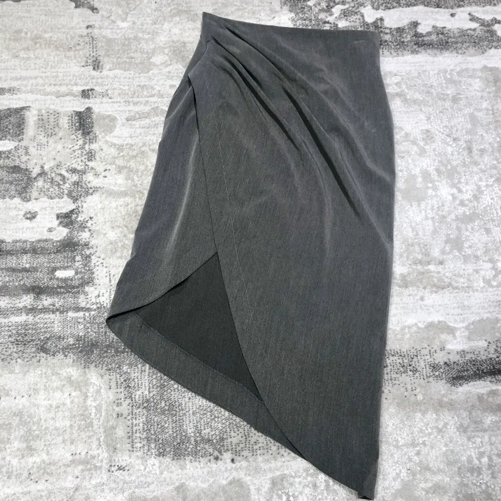 Wrapped Pleated Asymmetrical Split skirt