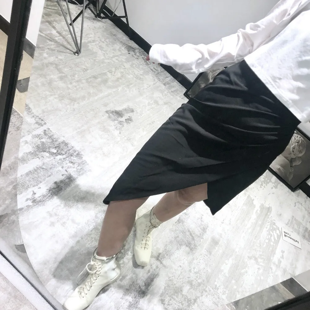 Wrapped Pleated Asymmetrical Split skirt