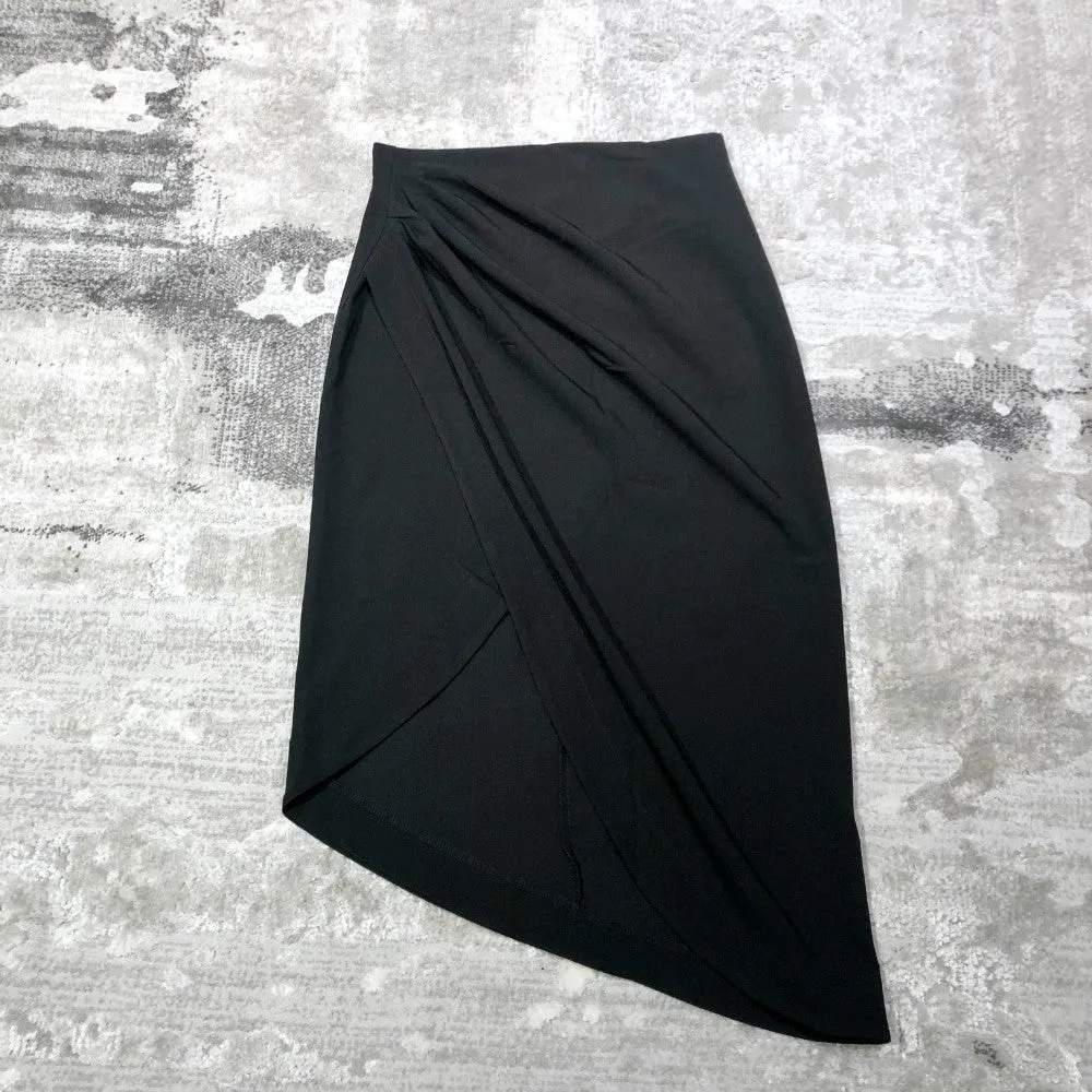 Wrapped Pleated Asymmetrical Split skirt