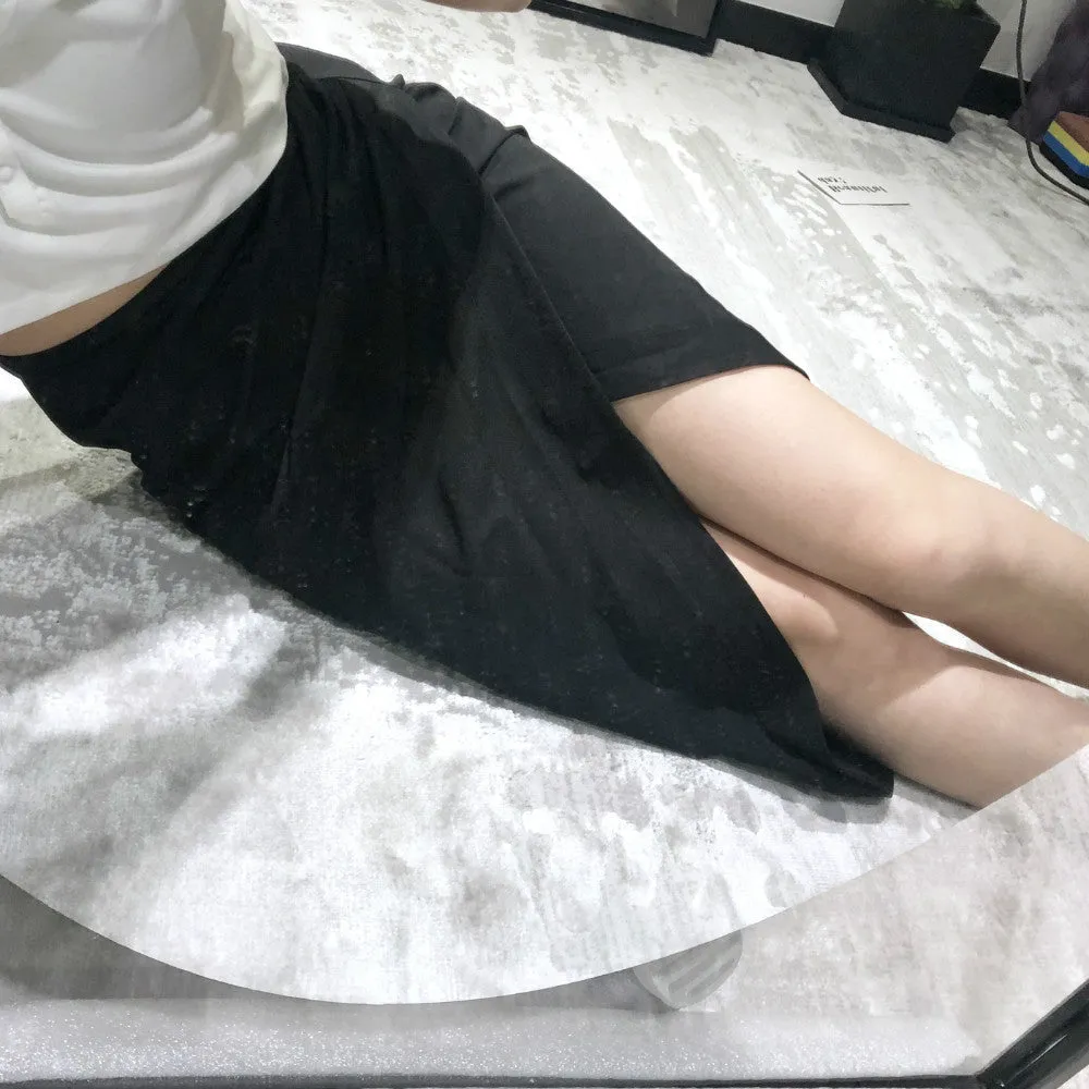 Wrapped Pleated Asymmetrical Split skirt