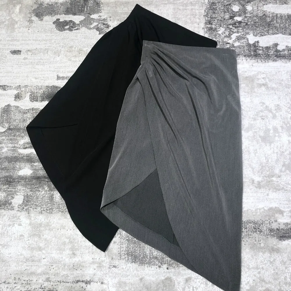 Wrapped Pleated Asymmetrical Split skirt