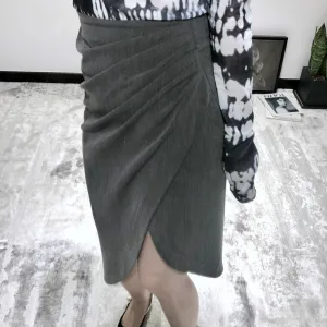 Wrapped Pleated Asymmetrical Split skirt