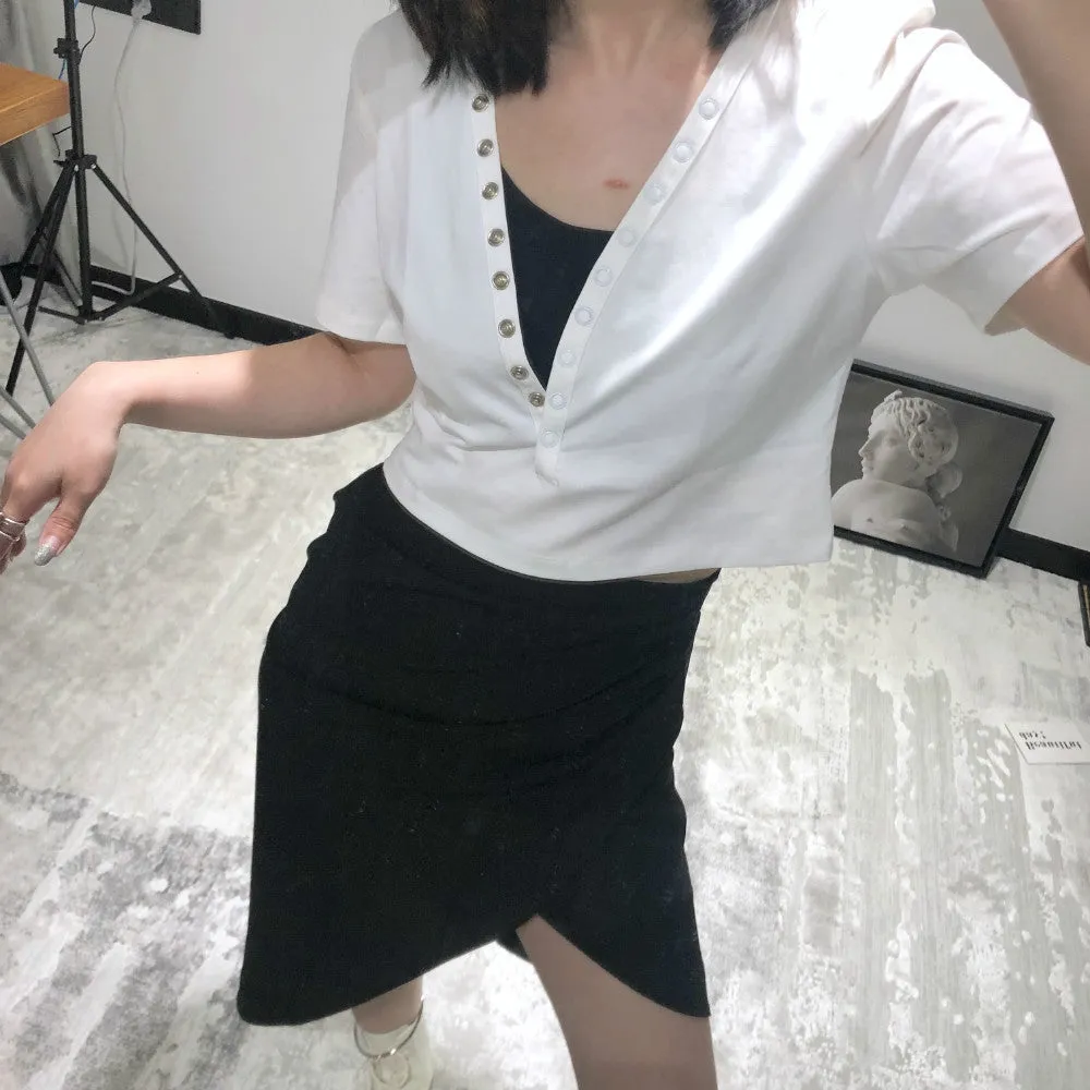 Wrapped Pleated Asymmetrical Split skirt